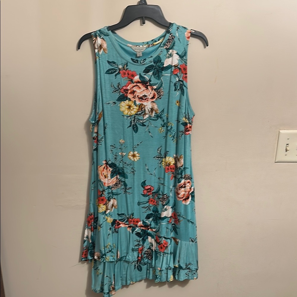 Belle & Sky Floral Sleeveless Dress - Teal